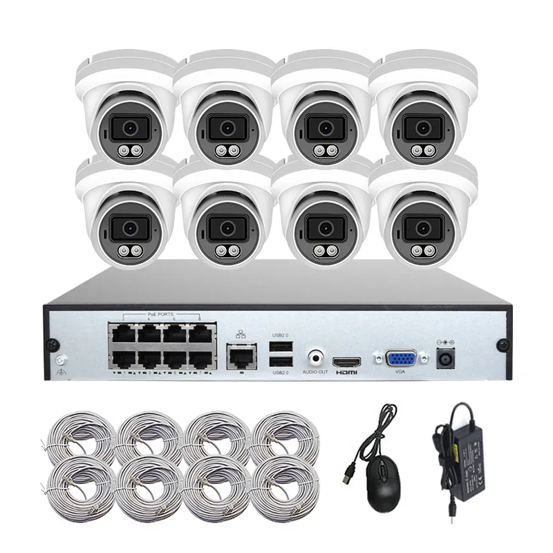 CCTV 4K 8MP Sicherheit Color vu IR-Kamerasystem 8-Kanal 4CH 16CH NVR Kit PoE mit Audio H.265 IP POE NVR Kit