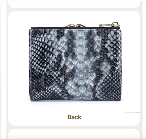 Cartera Corta de Piel de Vaca Andong con Estampado de Serpiente para Mujer, con Bloqueo RFID, Múltiples Ranuras para Tarjetas, Bolso de Mano, Bolso Pequeño - Product Image 4