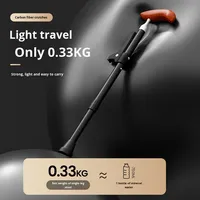 Béquilles extensibles en fibre de carbone légères pour personnes âgées à quatre pattes anti-dérapant petit paquet bâton de marche en bois aile de poulet