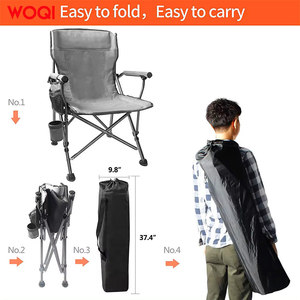 Chaises pliantes de camping Woqi, lot de 2, structure en aluminium, tissu Oxford gris spatial, avec porte-gobelet et poche latérale - Product Image 3