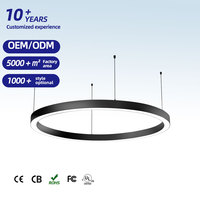 Lámpara Colgante Circular Lineal de Aluminio con Iluminación LED Moderna, Anillo de Luz Regulable, 50cm 60cm, Circular para Techo