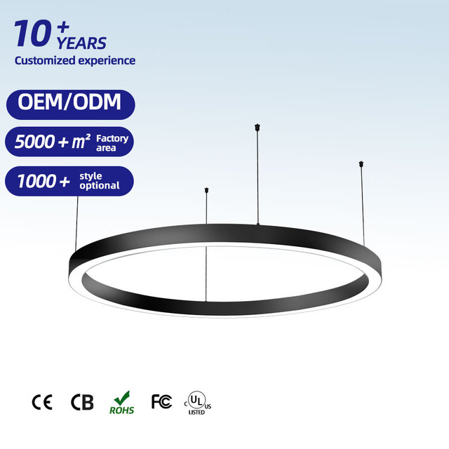 Modern Led Lighting Fixture Aluminum Linear Circle Pendant Lamp Dimming Ring Hanging Light 50cm 60cm Ceiling Circular