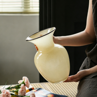 Vase en verre rond jaune minimaliste, récipient à fleurs hydroponique de qualité supérieure, décoration de table pour la maison