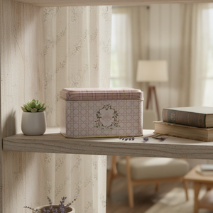 Boîte de rangement à couvercle coulissant Rosy Plaid 2.2L 158x158x87mm Plateaux de rangement carrés en métal pratiques et élégants - Product Image 3