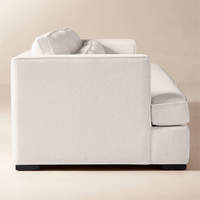 Canapé 3 places en tissu blanc, coussin résistant aux taches, structure en bois massif, mobilier de maison, ensemble de canapés modernes