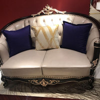 Canapé antique européen pour salon luxe néoclassique en bois massif sculpté Petit appartement première couche mobilier en cuir de vachette