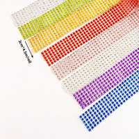 Rubans en maille en gros pour mariages et fêtes, rubans en maille rose et bleu avec strass pour la décoration de gâteaux, rubans en maille cristal
