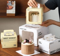 Boîte à gâteau en papier de qualité alimentaire de luxe, boîte à dessert biodégradable, boîte à pâtisserie, boîte à muffins en papier, emballage à emporter avec poignée et fenêtre