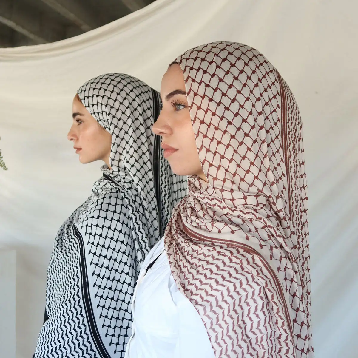 Высококачественный модальный исламский шарф с принтом в виде коричневого кеффии, модальный хиджаб, мусульманский