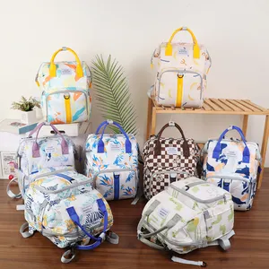 Wholesale Colorful Printed Diaper Bag Girl Women Organizer Large Capacity Outdoor Waterproof Mummy Baby Diaper Bag Backpack