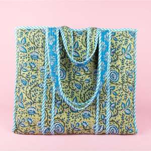 Sac à déjeuner matelassé en coton, imprimé floral abstrait, sac à main, sacs de courses imprimés au bloc, sac de plage, sacs de voyage et sacs fourre-tout à bandoulière - Product Image 3