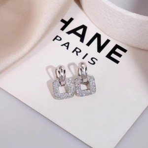 Göz kamaştırıcı çift daire bağlantılı küpe lüks kadınlar için gümüş renk/altın renk moda kübik zirkonya gelin küpe - Product Image 5