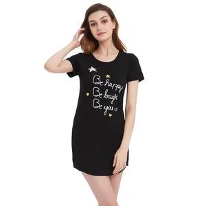 Pijama de bambú MQF para mujer, vestido superior de Spandex para mujer, vestido de una sola pieza con estampados, vestido de noche suave de verano para niña y mujer