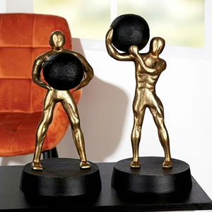 Sculptures figuratives dorées, décoration artistique de table, design moderne, 2 pièces, décoration de salon - Product Image 1