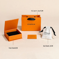 Kotak Perhiasan Mewah dengan Logo Kustom, Laci Magnetik, Kertas, untuk Cincin, Kalung, Gelang, Anting, Set Kotak dengan Tas Kain dan Tas Tangan untuk Kemasan Perhiasan