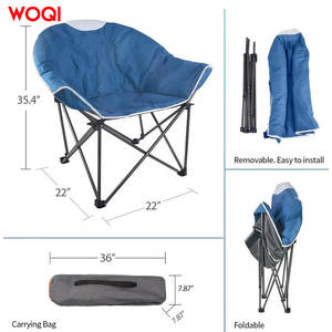 Chaise pliante Woqi 22x22x35,4 pouces, structure en aluminium, tissu Oxford bleu marine, chaise de camping de jardin, ronde, portable, stable - Product Image 5