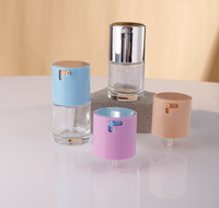Flacon vide rond en verre transparent coloré de haute qualité de 30 ml pour cosmétiques, lotions, huiles, liquides, fond de teint, avec pompe doseuse
