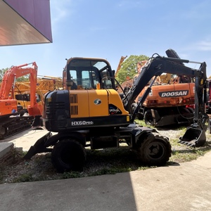 Miniexcavadora original, equipo de construcción Hyundai HX60pro, excavadora de ruedas usada a la venta - Product Image 2