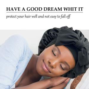 カスタムシルクサテンラップスリーピングダブルレイヤーサテン裏地付きヘアボンネット（タイバンド付き）女性用サテンボンネット（自然な巻き毛用） - Product Image 6