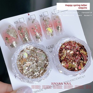 กลิตเตอร์เล็บลายเรขาคณิต สี<span class=keywords><strong>แดง</strong></span>มงคลรับปีใหม่ ฤดูใบไม้ผลิ สีทองวิบวับ ผงบดละเอียด ลายไม่สม่ำเสมอ ลายหัวใจ สำหรับตกแต่งเล็บคริสต์มาส - Product Image 2