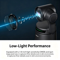 Obsbot Tail Air NDI 4K Caméra de streaming sans fil avec suivi IA, zoom optique 10x, USB PTZ, microphone et contrôle gestuel