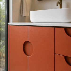 Conjunto de Muebles de <span class=keywords><strong>Baño</strong></span> Modernos de Mediados de Siglo, Estilo <span class=keywords><strong>Bauhaus</strong></span>, Color Terracota Naranja, Personalizados - Product Image 3