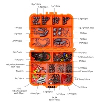 Nouveau kit de pêche 257 pièces : hameçons jig, plombs, émerillons, spinners, fils d'acier, ensembles pour la pêche au bar et à la truite