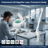 Adjustable LED Magnifying Lamp With Clamp Swing Arm Magnifier Light for Nail Salon Beauty Spa Electronics Repair Jewelry
