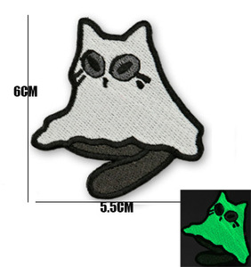 Brodé drôle dessin animé chat série Badge lumineux fantôme chat tactique moral patchs pour chapeaux sacs à dos et décoration de vêtements - Product Image 2