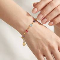 Bracelet en pierres naturelles plaqué or, style bohème, avec perles de cristal, chaîne empilable, bijoux pour femmes, pour les fêtes, 17+3cm