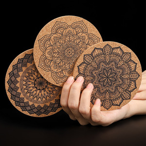 Leecork cá nhân khắc in logo tùy chỉnh vuông tròn trống không trượt cà phê uống cốc nút chai đế lót ly bằng gỗ - Product Image 6