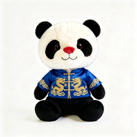 Peluche Panda en Coton PP Doux, Tenue Bleue Tang, Dragon Doré, Poupée en Peluche Traditionnelle Chinoise, Cadeau de Style National, Jouet en Peluche Panda