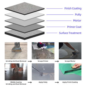 Revêtement liquide époxy auto-nivelant effet marbre, sable coloré, antidérapant et résistant à l'usure pour sols, application au pinceau - Product Image 2