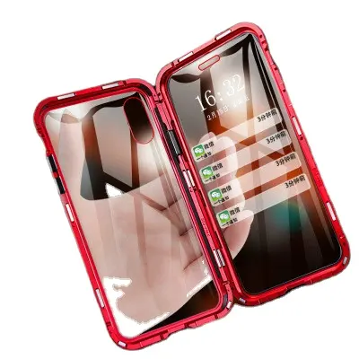 เคสป้องกันโทรศัพท์แม่เหล็ก,ป้องกันแม่เหล็กกระจกนิรภัยสองด้านกันการแอบมองสำหรับ iPhone 12 11 Pro XR XS Max ฝาหลัง