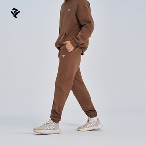 Tute sportive da uomo di alta qualità in pile e felpa con cappuccio con logo personalizzato ricamo tute <span class=keywords><strong>marroni</strong></span> per uomo Set 2 pezzi - Product Image 5