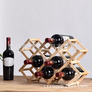 Porte-vin en bois créatif de style rétro avec un design pliable en forme de losange pour la présentation des bouteilles de vin. Vente en gros disponible. - Product Image 3