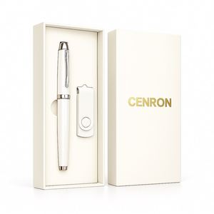 Modern Ballpoint <b>Pen</b> and Swivel USB Combo in Minimalist <b>Box</b> Metal Silk Screen Printed Bulk Custom Logo for Anniversaries - Product Image 4
