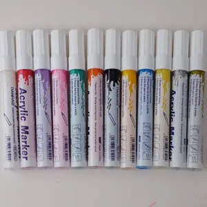 Fabriek Groothandel Vloeibare Bullet Tip Acryl Verf Marker Pen 48 Kleuren Verf Marker Pennen Met 6G Inkt