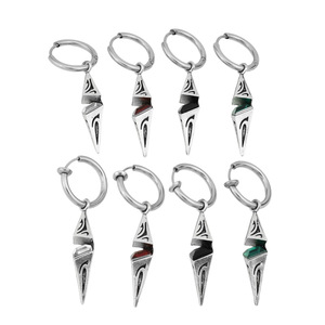 Boucles d'oreilles pendantes géométriques rétro au design simple et unique, plaquées argent, unisexe, bijoux tendance, vente en gros - Product Image 6