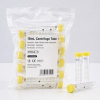 Tube à centrifuger stérile jetable en plastique de 15 ml, série Citron, pour laboratoire, emballé sous sachet scellé, vente en gros