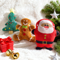 Ensemble de jouets de Noël en peluche couineurs pour chiens et chats, thèmes Père Noël, Sapin, Bonhomme de neige, Pain d'épices, pour chiots et chatons, à mâcher, 4 modèles, 60g