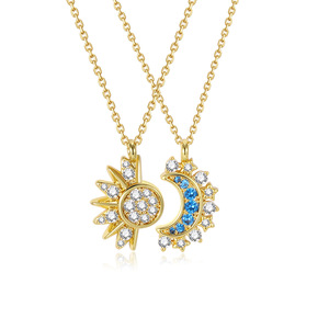 Collana nuova coppia luna e sole in acciaio inossidabile collana con colletto a strati elegante e Versatile - Product Image 1