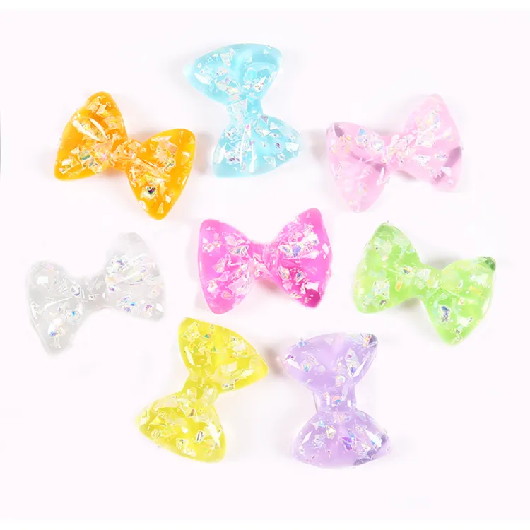 hot sale girl hair band rope decorative accessories jelly color bowknot design resin cabochons