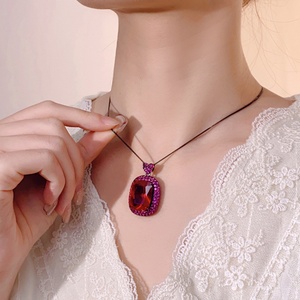 Collar con Colgante de Circonia Cúbica de Corte Ovalado, Latón Pulido de Primera Calidad, Joyería de Alta Calidad para Mujer, Regalo de Aniversario - Product Image 3