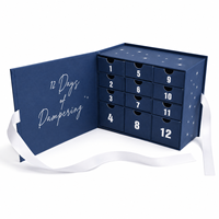 Boîtes de calendrier de l'avent en carton personnalisées de luxe Kexin faites à la main avec 12 tiroirs, numéros et logo en feuille d'argent