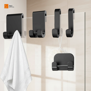 <span class=keywords><strong>Ganci</strong></span> in Silicone per Porte in Vetro Senza Foratura, Neri, per Asciugamani e Spugne in Bagno e Cucina - Appendiabiti da <span class=keywords><strong>Porta</strong></span> Durevole ed Ecologico - Product Image 2