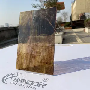 Wanda fabrika kaynağı 3mm çin Amber saydam lekeli cam panel sanat dekoratif cam