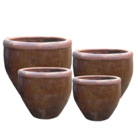 Grand pot en céramique rustique fait main, résistant au gel, pour arbres et fleurs, décoration de jardin et de maison, utilisation en centre commercial