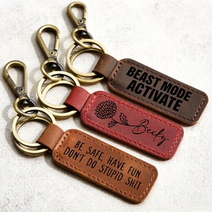 Car Leather Key Fob Manufacturer Wholesale Key Chain Custom Brand Logo Name Souvenir Promotional PU Leather Keychain