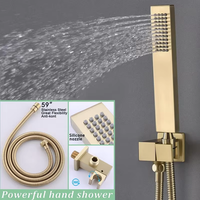 Système de douche de luxe pour salle de bain 16x24 pouces, robinet mural en laiton brossé or, ensemble de robinetterie avec jet céramique unique, fonction pause et pluie douce